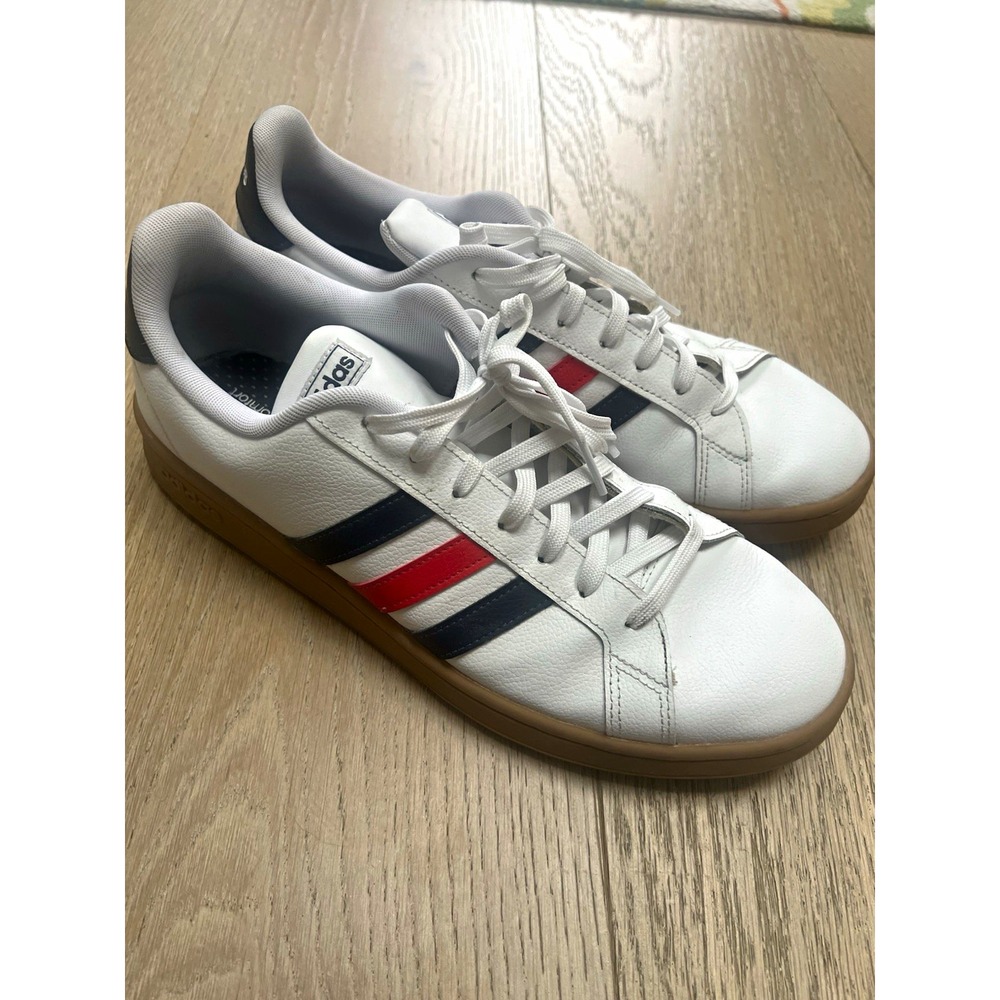 adidas Grand Court Active Red Mens Low Top Leather Lace-Up Sneakers EE7888